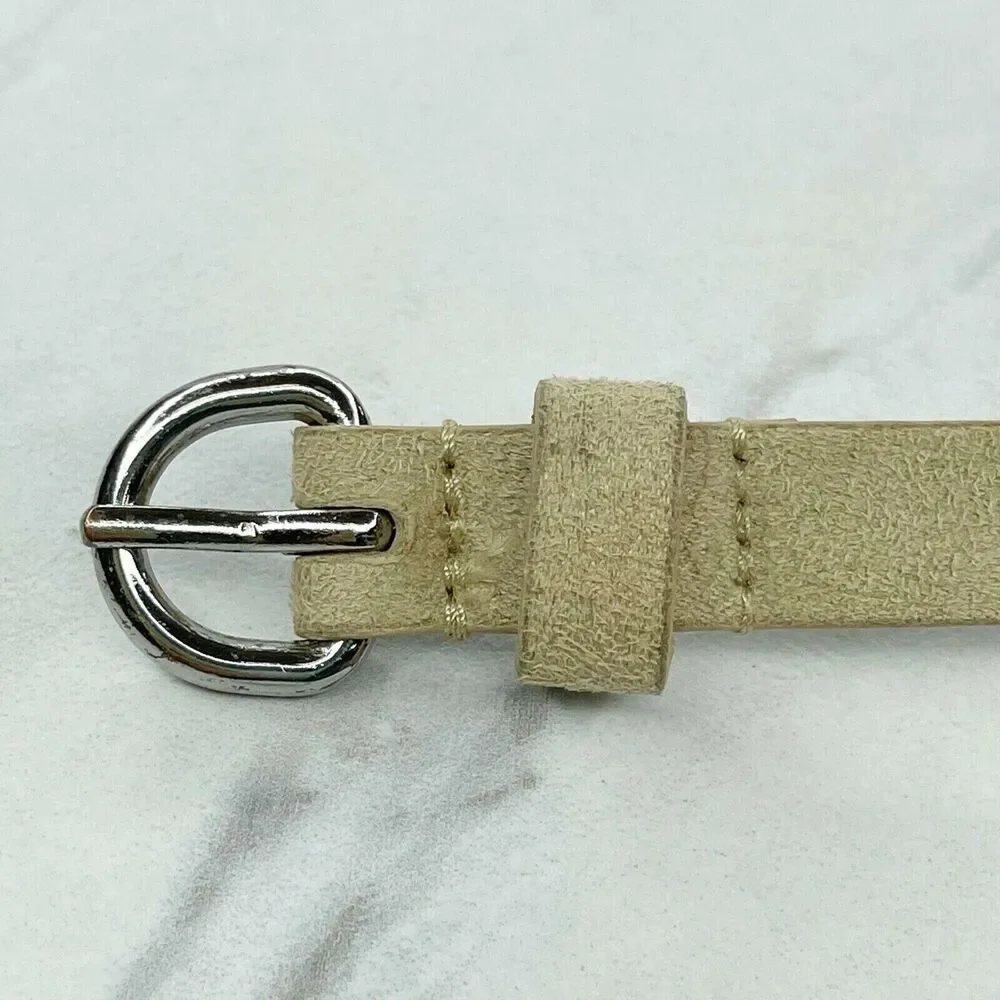Ann Taylor LOFT Skinny Faux Suede Belt Silver Buckle Medium (M) ✨